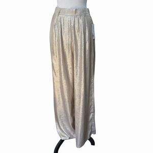 12th Tribe Gold Metallic Wide Leg Pants Champagne High Rise S NWT